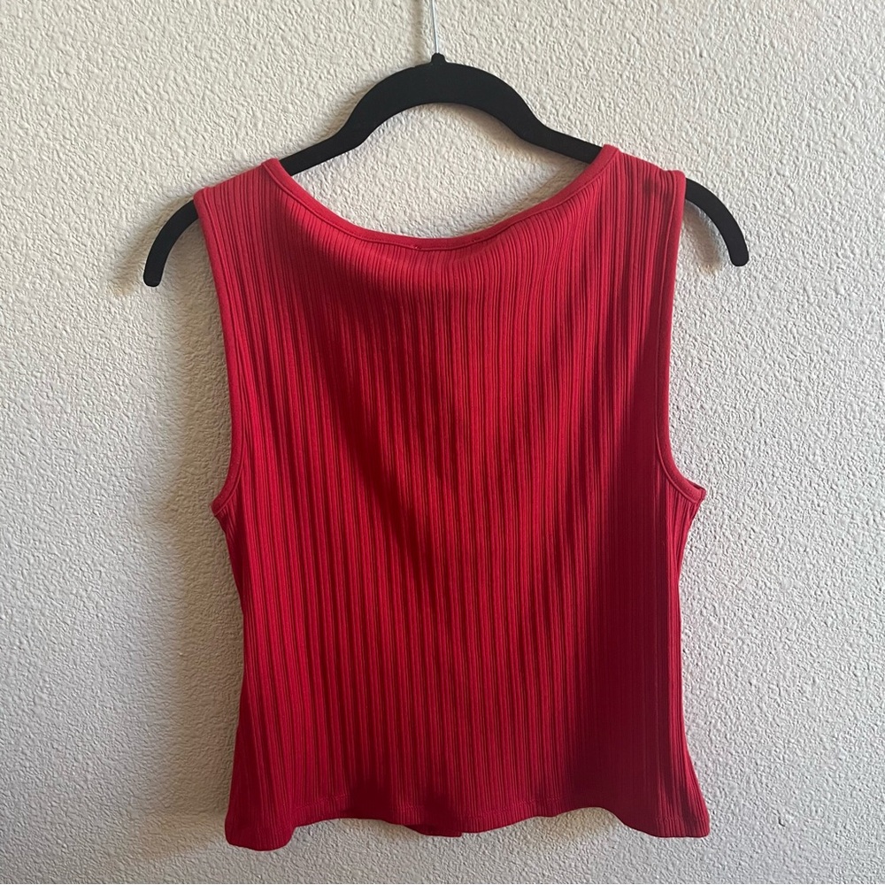 Madewell Red Ribbed Crewneck Shell Top Small - Picture 6 of 6